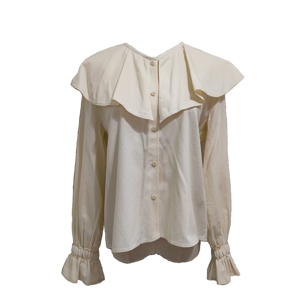 Dungaree ruffle blouse